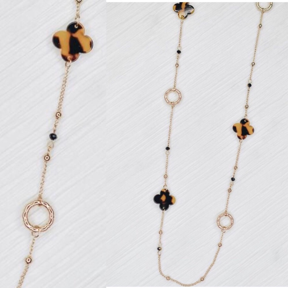 Maya Tortoiseshell Resin + Gold Metal 30” Necklace